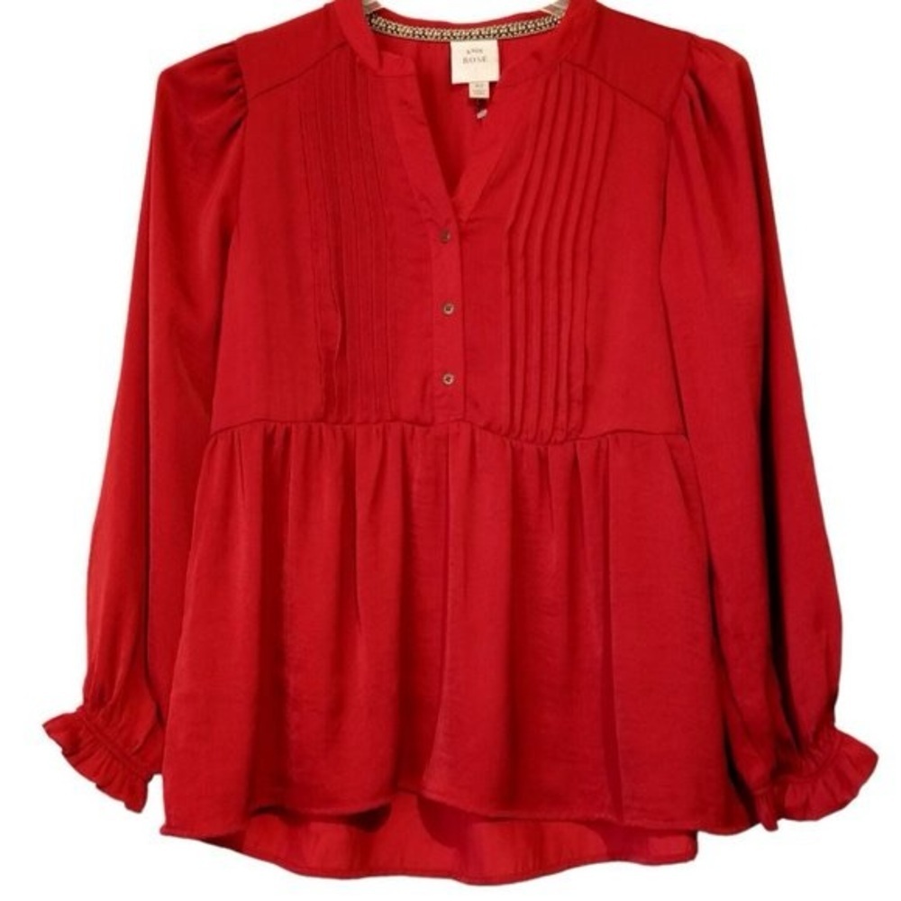 Knox Rose Dark Rouge Red Pullover Top/Blouse SIZE L